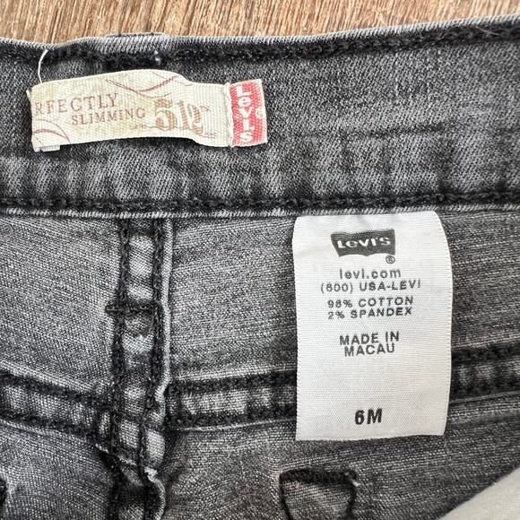 Vintage Y2K Levis High Rise Slimming 512 Boot Flare Faded Black Jeans Raw Hem - Picture 6 of 7